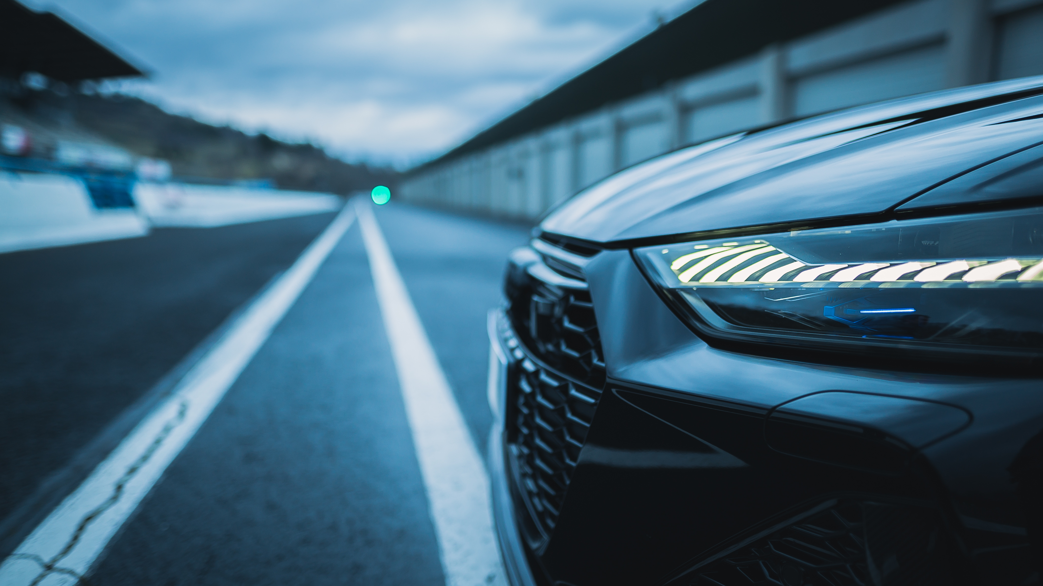 close-up of a car's headlight