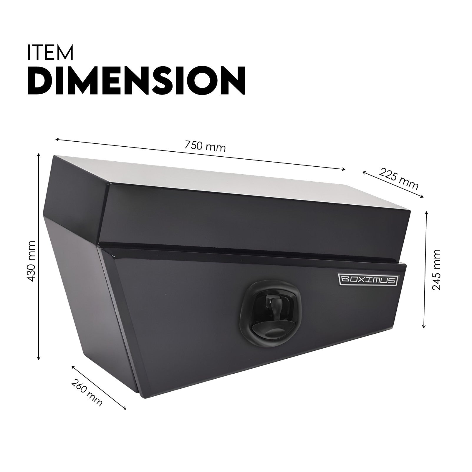 Boximus 750mm Steel Under Tray Ute Tool Box Pair | Black Toolbox Set Powder-Coated & Sealed