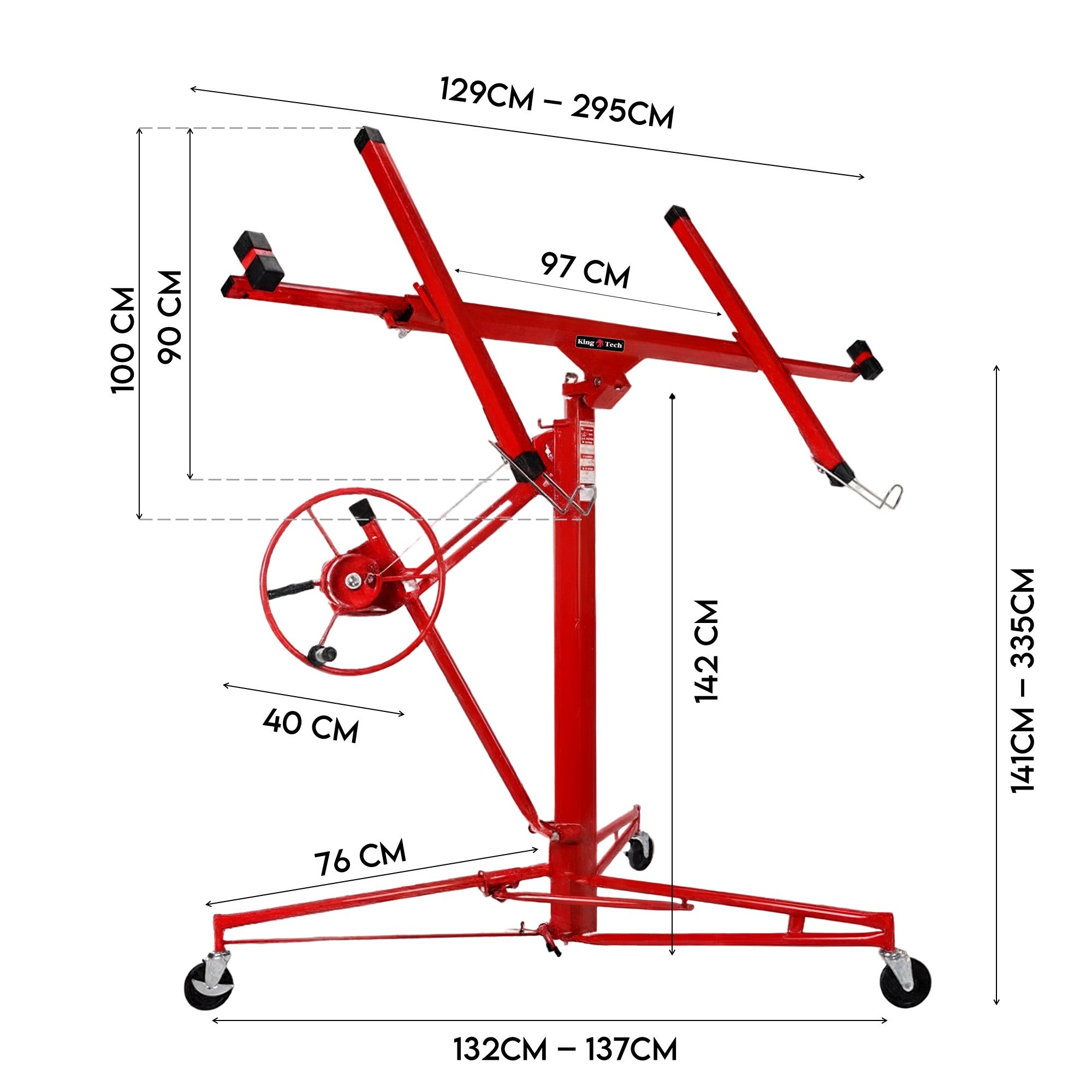KingTech 3.3M Sheet Panel Lifter for Ceiling Plasterboard Drywall 360° Swivel 68 kg Capacity