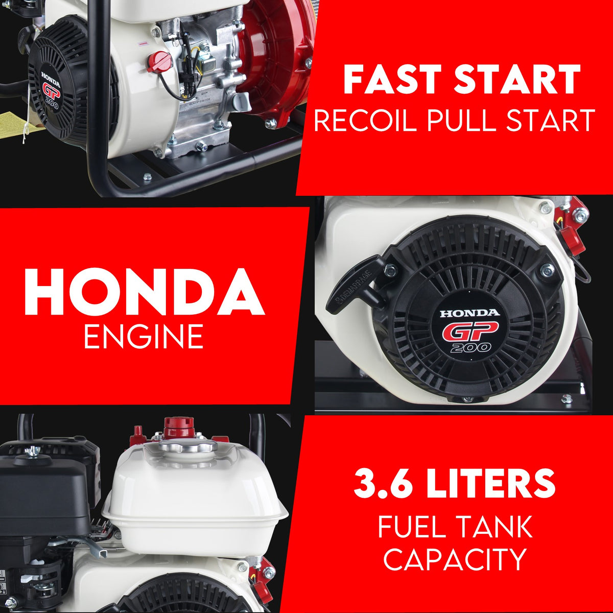 Honda GP200 6.5HP High-Pressure Water Pump | 115m Max Head | Twin Impeller by KingTech