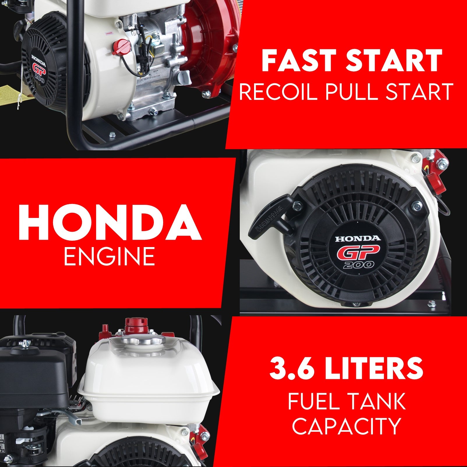 Honda GP200 6.5HP High-Pressure Water Pump | 115m Max Head | Twin Impeller by KingTech