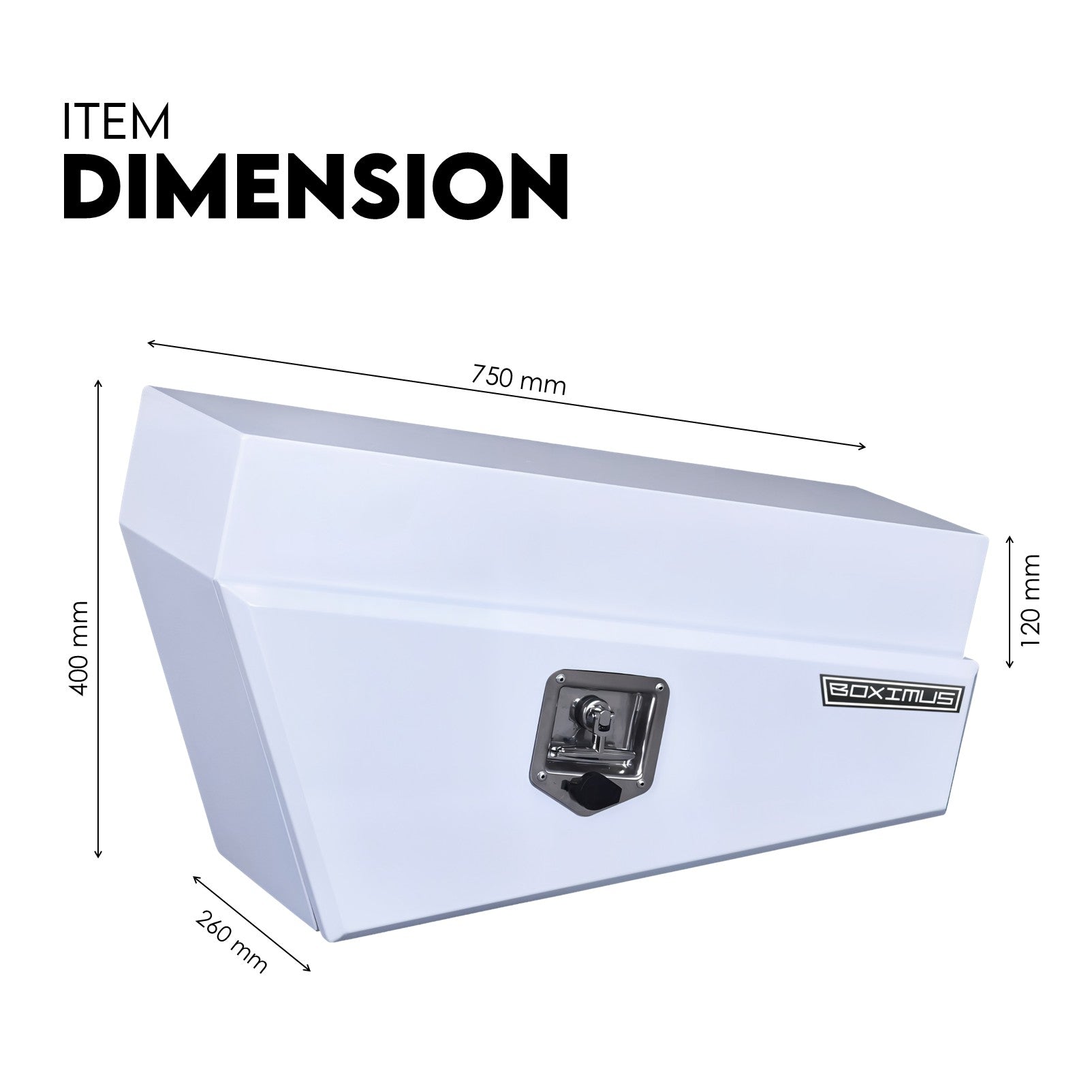 Boximus 750mm Steel Under Tray Ute Tool Box Pair | White Powder-Coated & Sealed