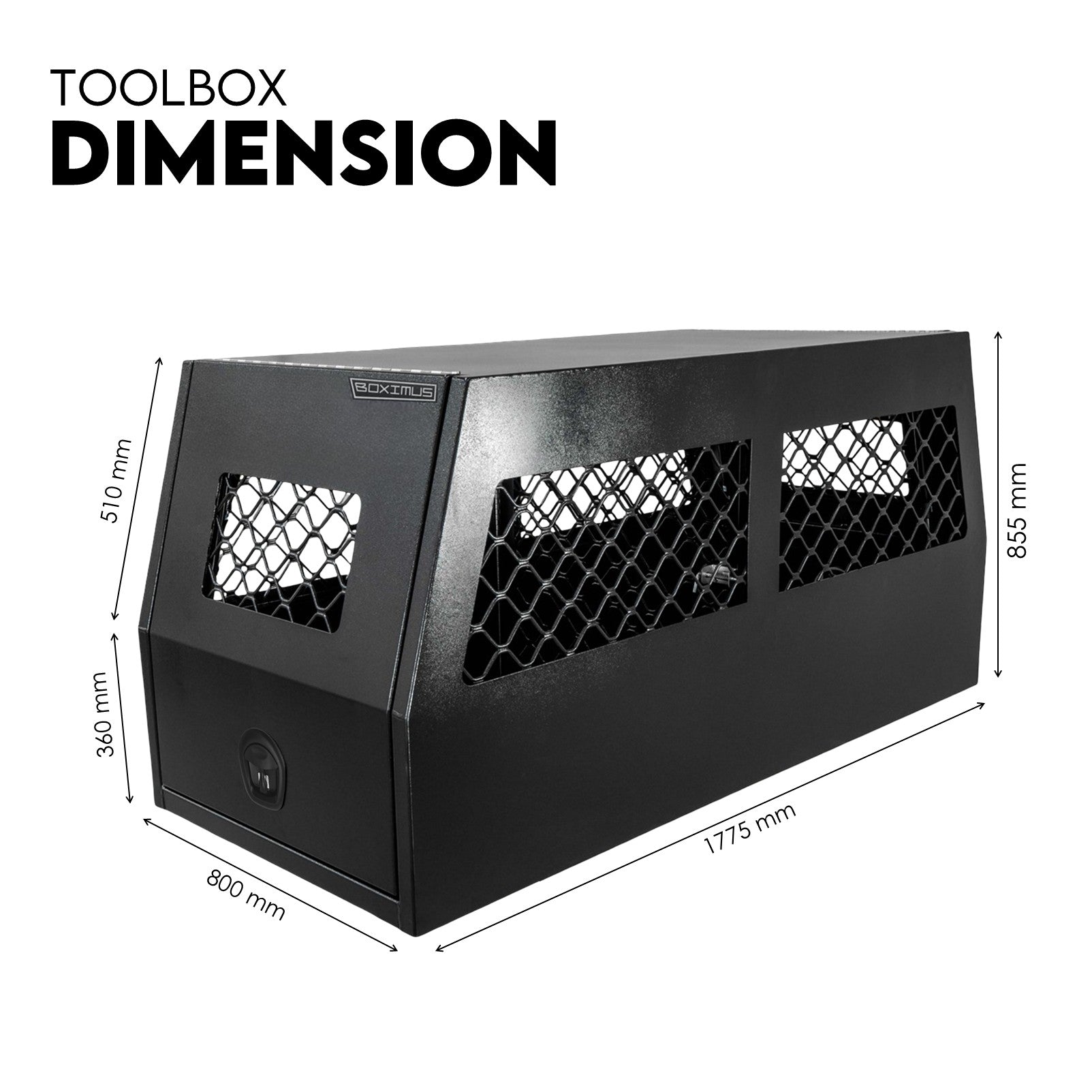 Boximus 800mm Dog Box Cage for Ute & Canopy | Black Steel Power Coated