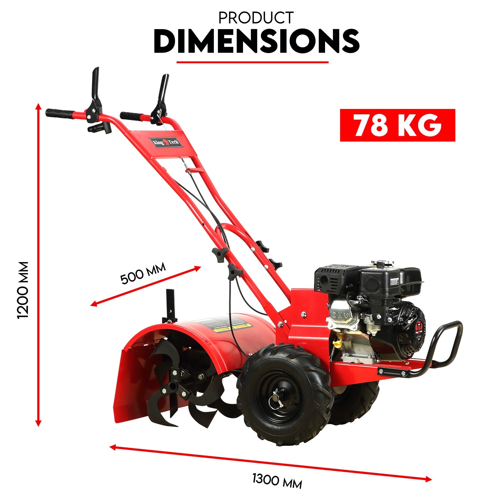 KingTech 7HP Petrol Tiller Cultivator | 212cc 4-Stroke Engine | Garden Soil Rotary Hoe