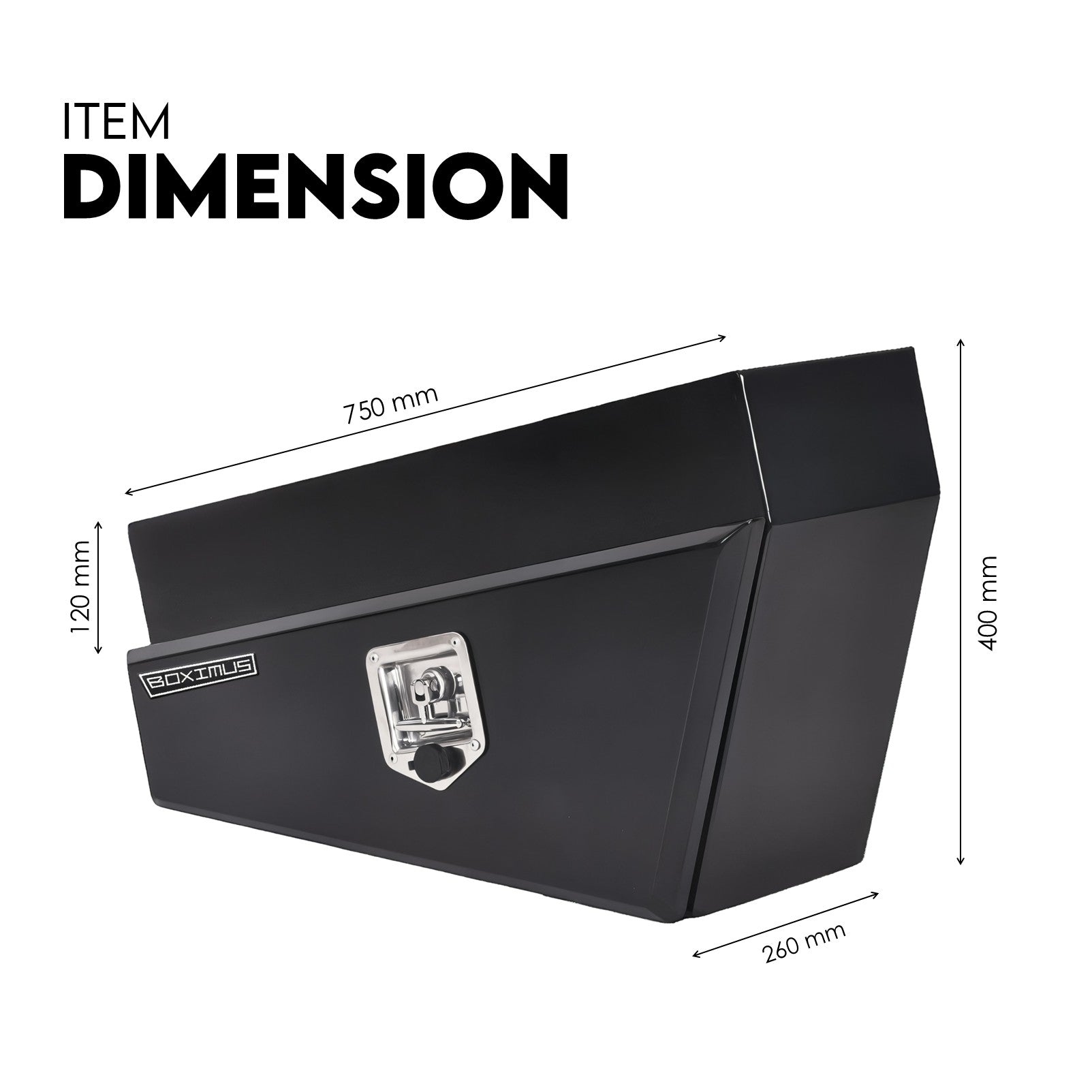 Boximus 750mm Steel Under Tray Ute Tool Box Pair | Black Toolbox Set Powder-Coated & Sealed