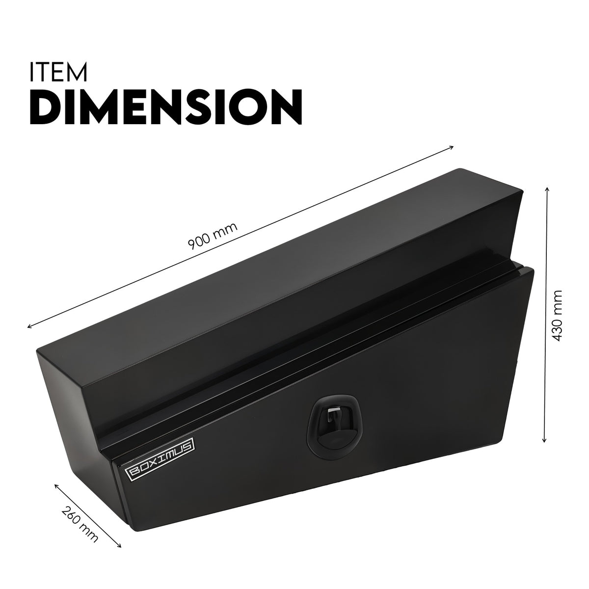 Boximus 900mm Steel Under Tray Ute Tool Box Pair | Black Powder-Coated & Sealed