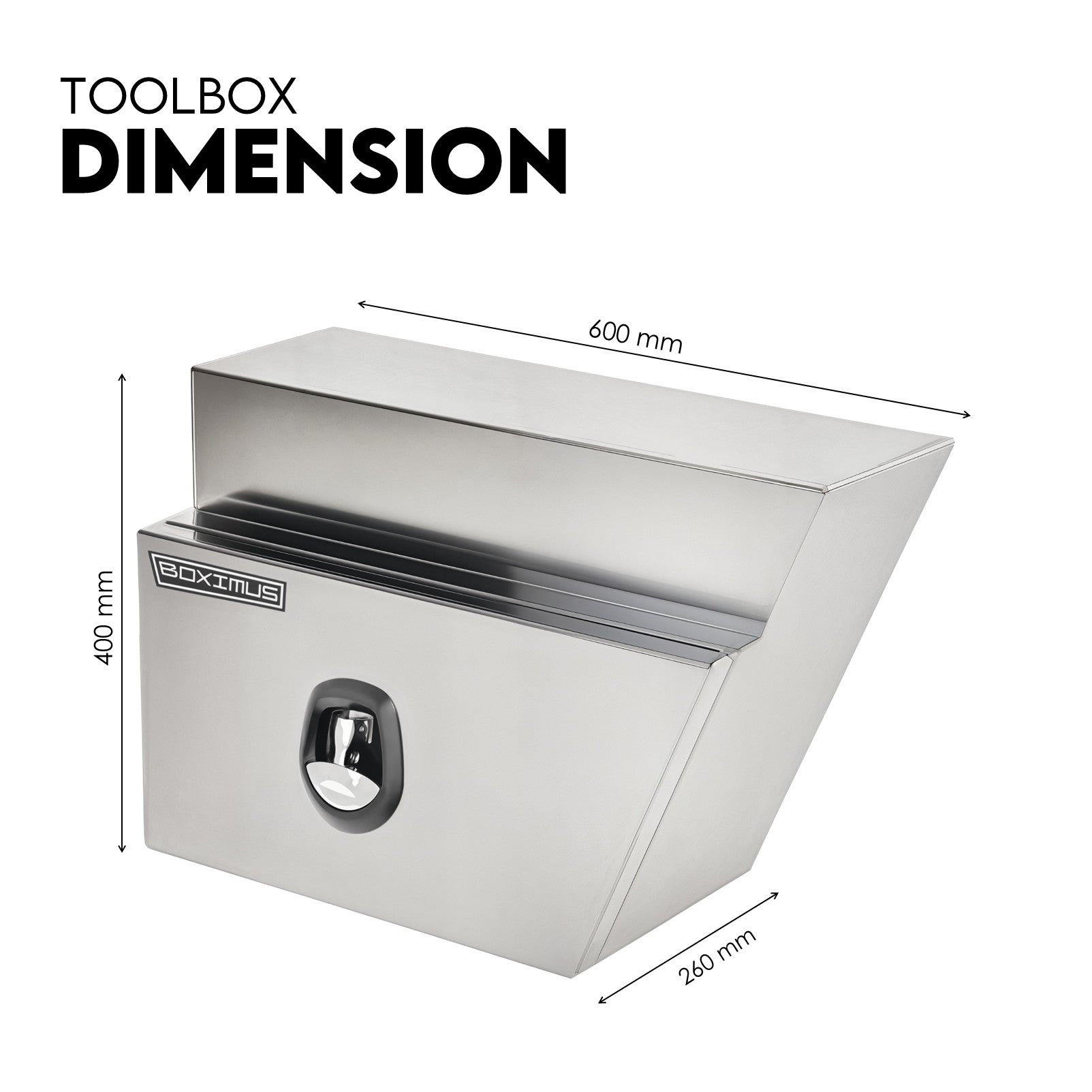 Boximus 600mm Tapered Under Tray Ute Tool Boxes | Sealed Toolbox Aluminium Pair Set
