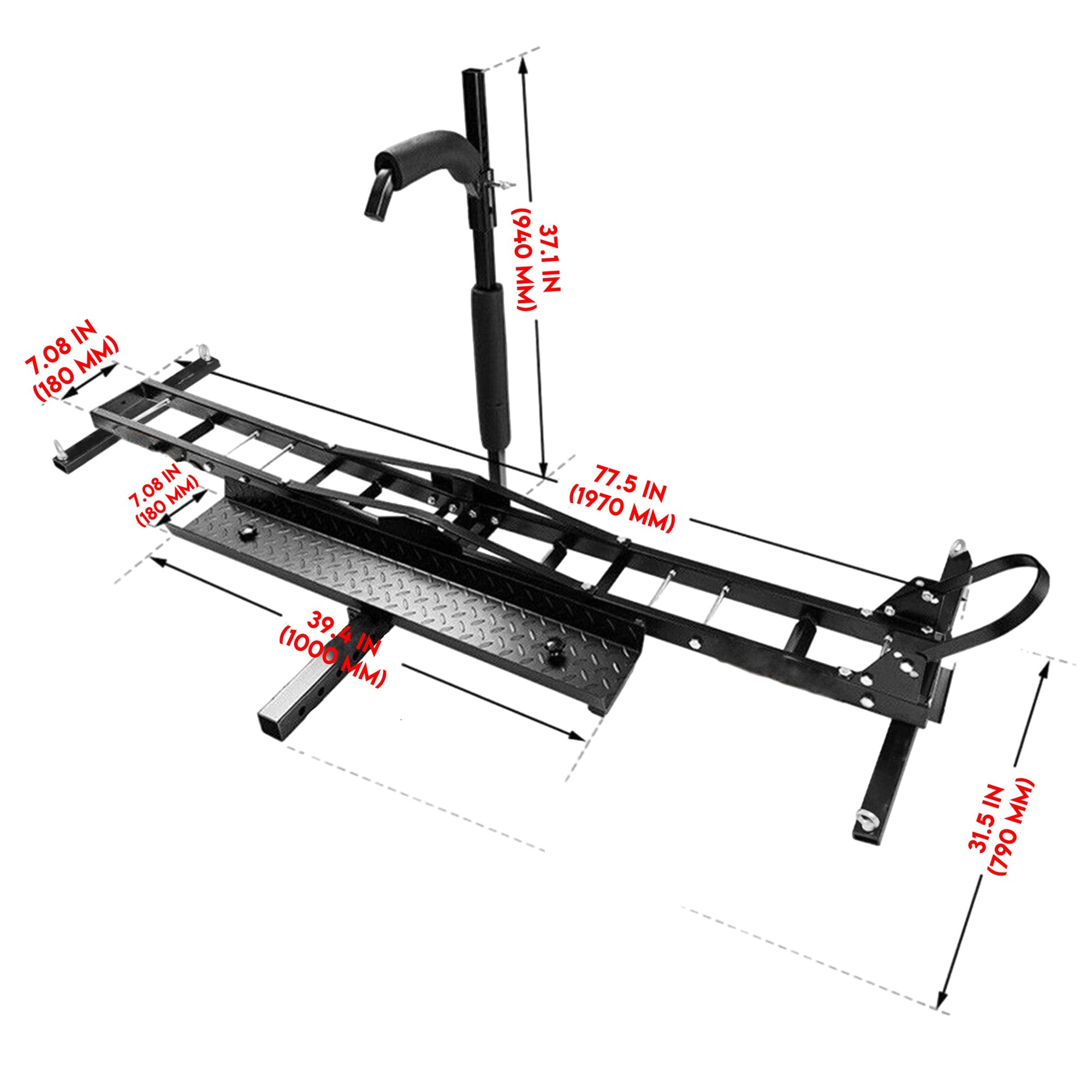 Fiernero 227KG Hitch Motorcycle Pro Carrier Rack | Anti-Wobble Stabilizer & Self-Storing