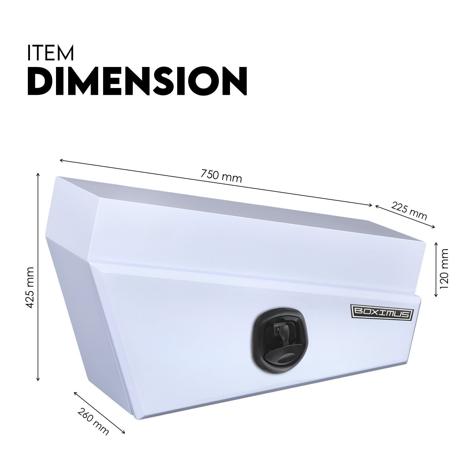 Boximus 750mm Aluminium Under Tray Ute Tool Box Pair | White Powder-Coated & Sealed