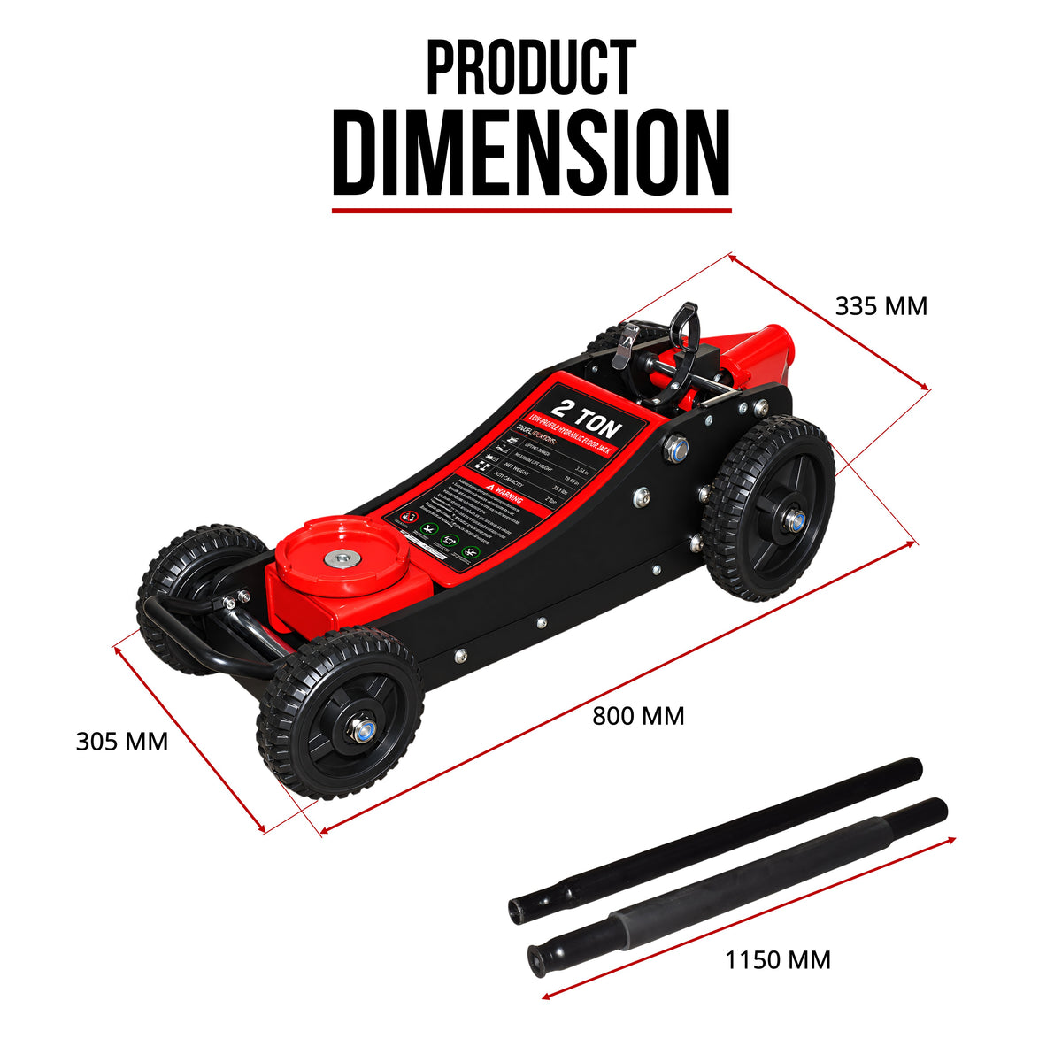 Fiernero 2 Ton Big Wheel Off Road Hydraulic Floor Jack | Low Profile Quick Lift