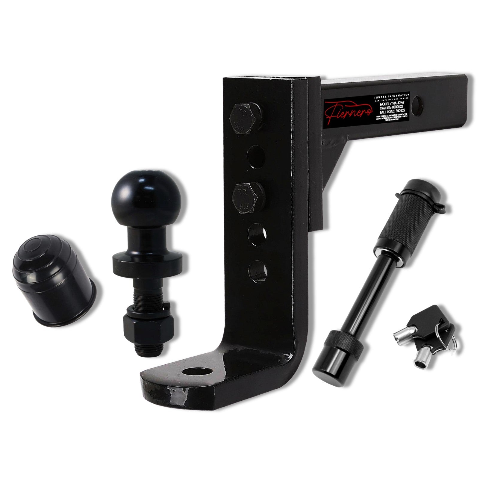Adjustable Tow Bar Hitch - Black Towbar Ball
