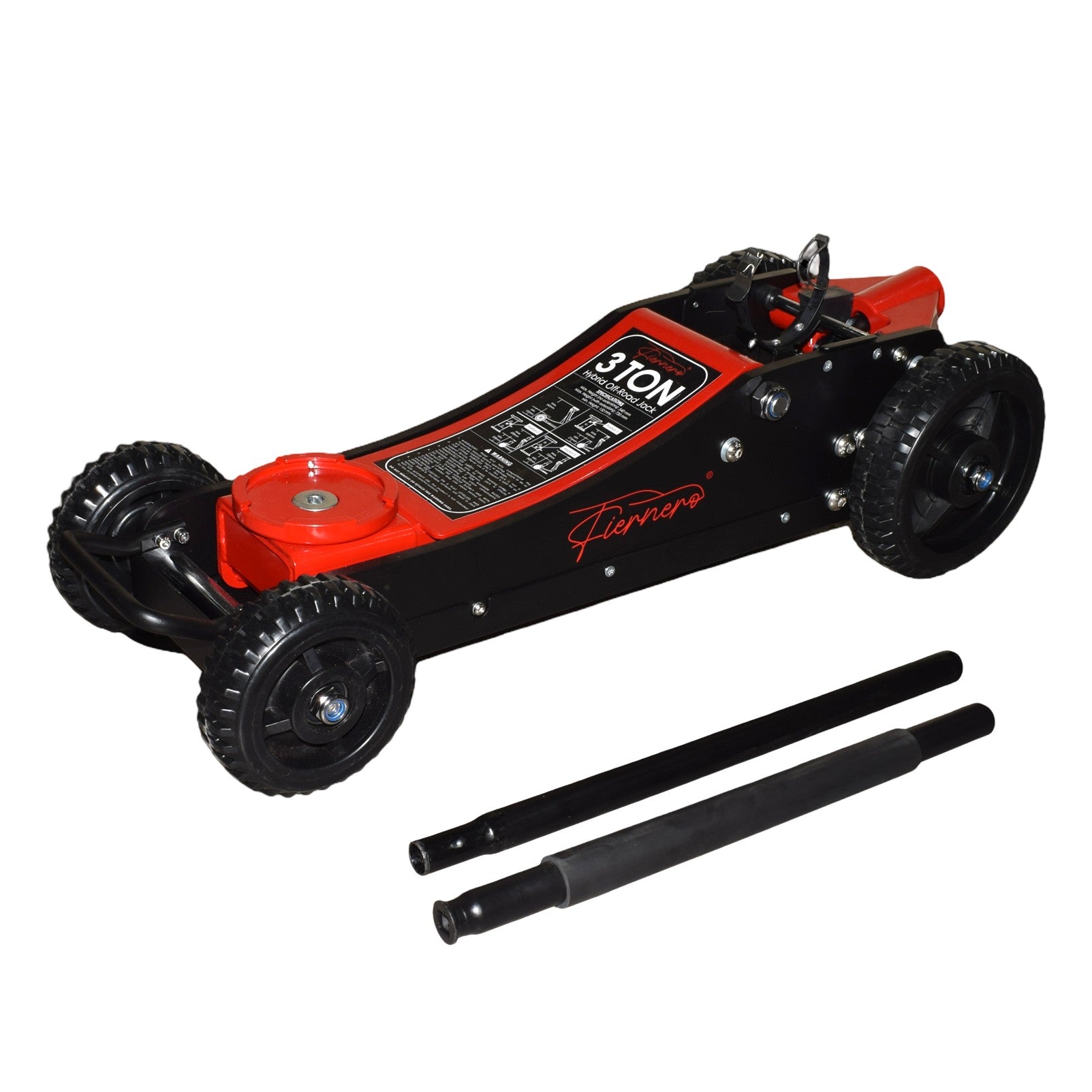 Fiernero 3 Ton Trolley Hydraulic Off Road Jack w/ Three Height Extension Stage