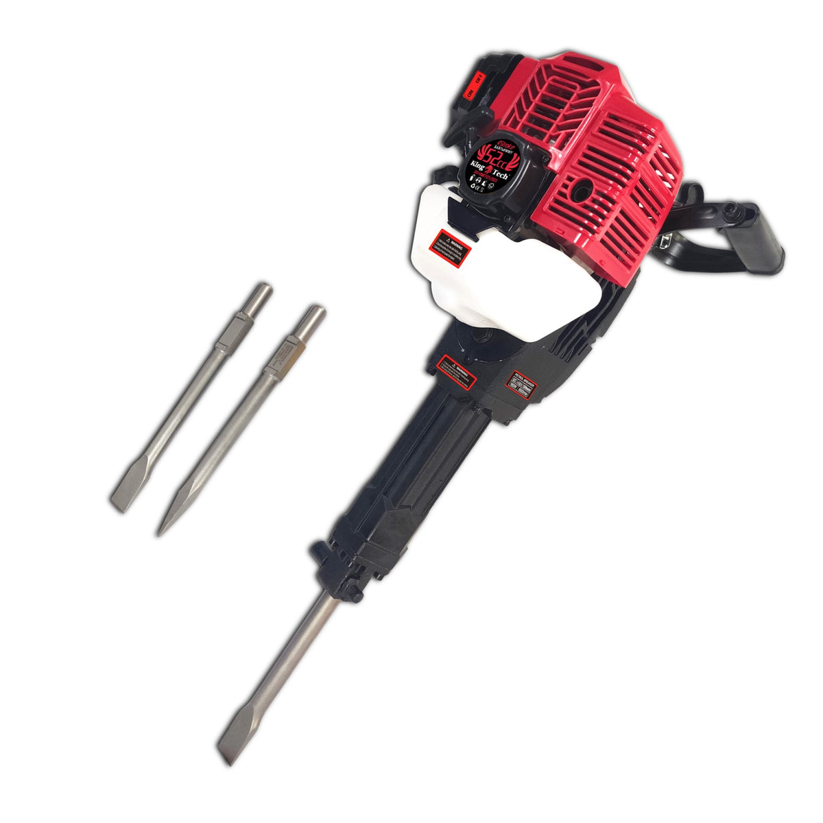 KingTech Cordless 52cc Petrol Jackhammer | 60 Joules Demolition Hammer incl Point & Flat Chisel