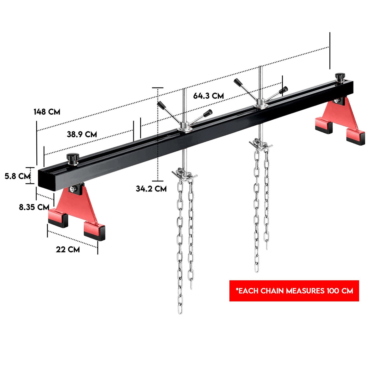 Fiernero Engine Support Beam 500KG (1100 lbs) | Coated Steel 730-1480mm Adjustable Range