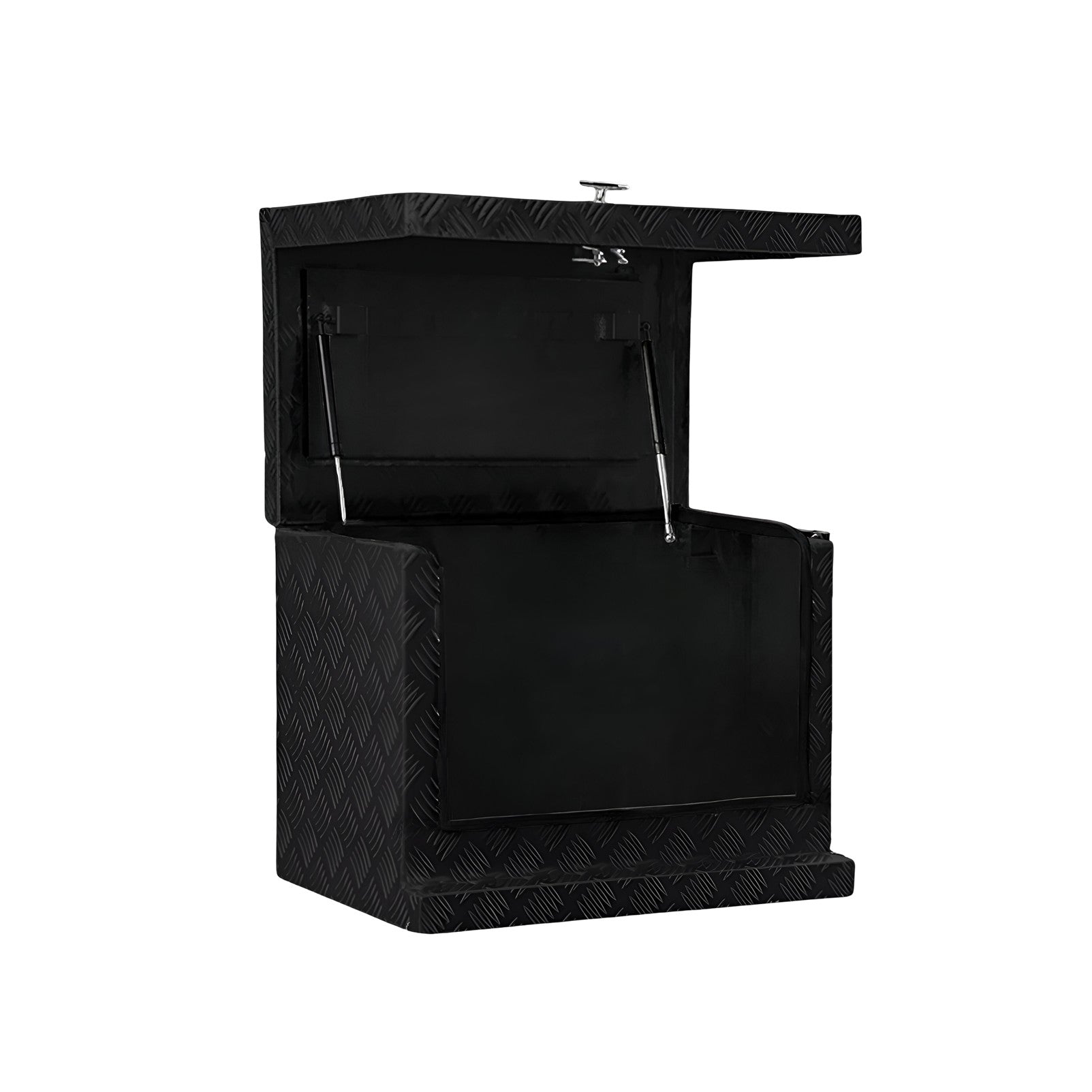 Black 2.5mm Aluminium Checker Plate Secure Generator Toolbox | Gas Struts & T-Locks