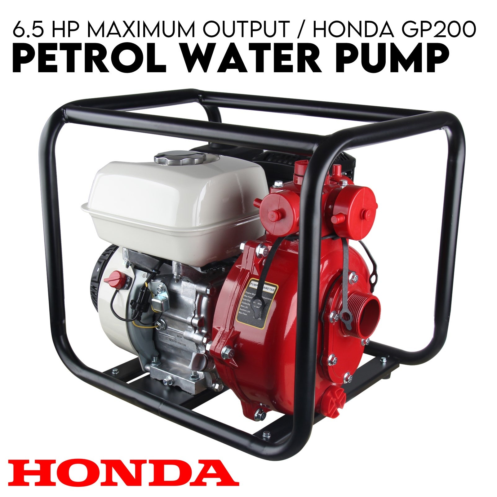 Water Pump - Portable 4-Stroke Petrol 6.5 HP Honda GP200