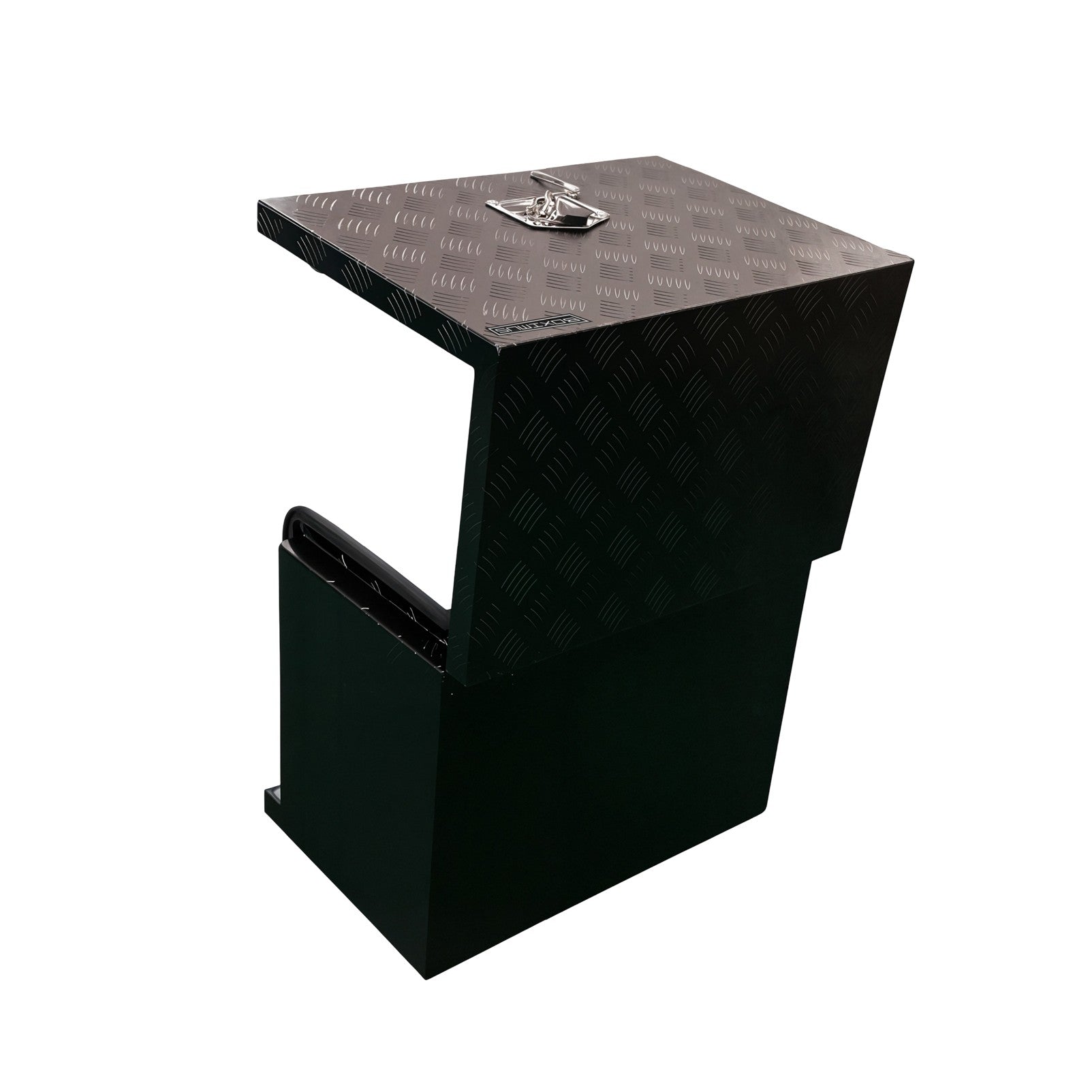 Black 2.5mm Aluminium Checker Plate Secure Generator Toolbox | Gas Struts & T-Locks