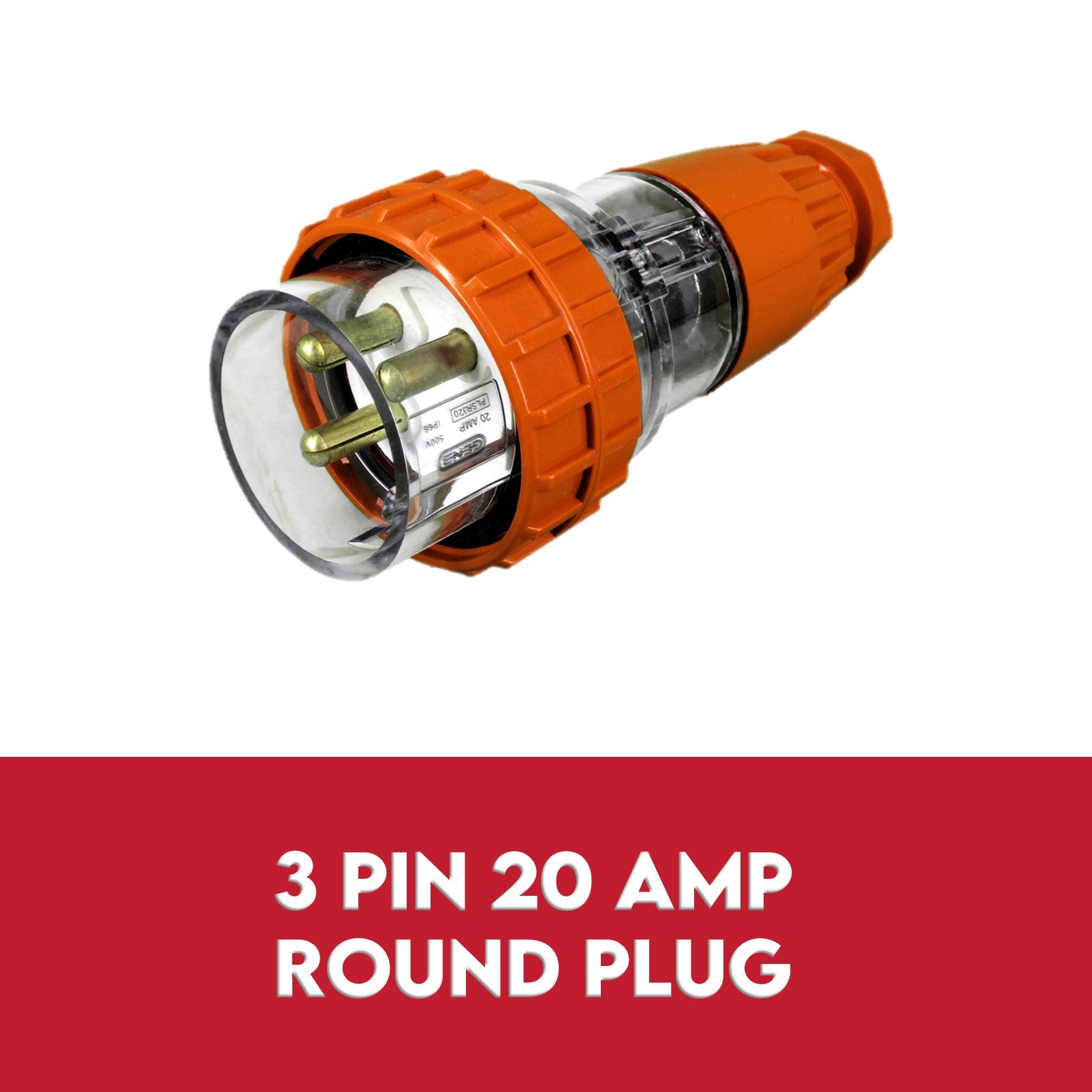 KingTech Heavy-Duty Adapter Lead | 20A 3 Pin Round Plug to 15A 3 Pin Flat Socket 240V IP66