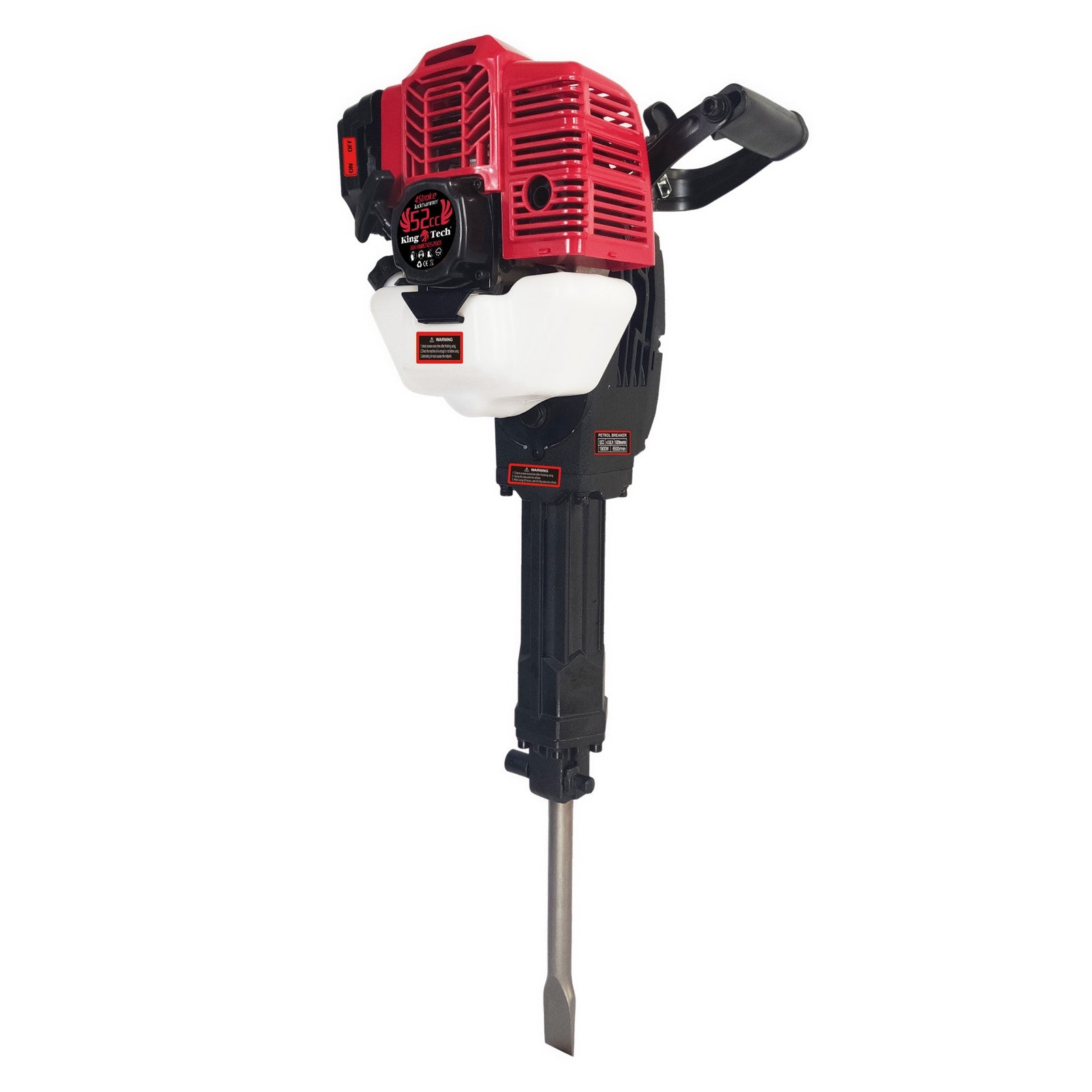 KingTech Cordless 52cc Petrol Jackhammer | 60 Joules Demolition Hammer incl Point & Flat Chisel