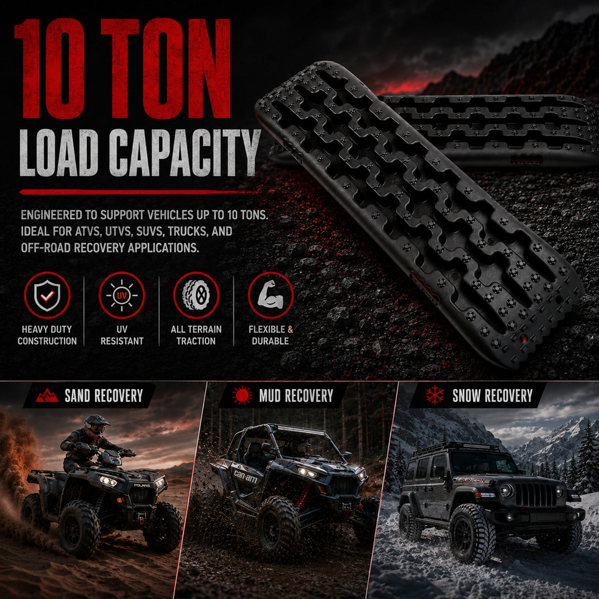 Fiernero 10 Ton Recovery Tracks Boards Traction | Off-Road Device Mat Pair