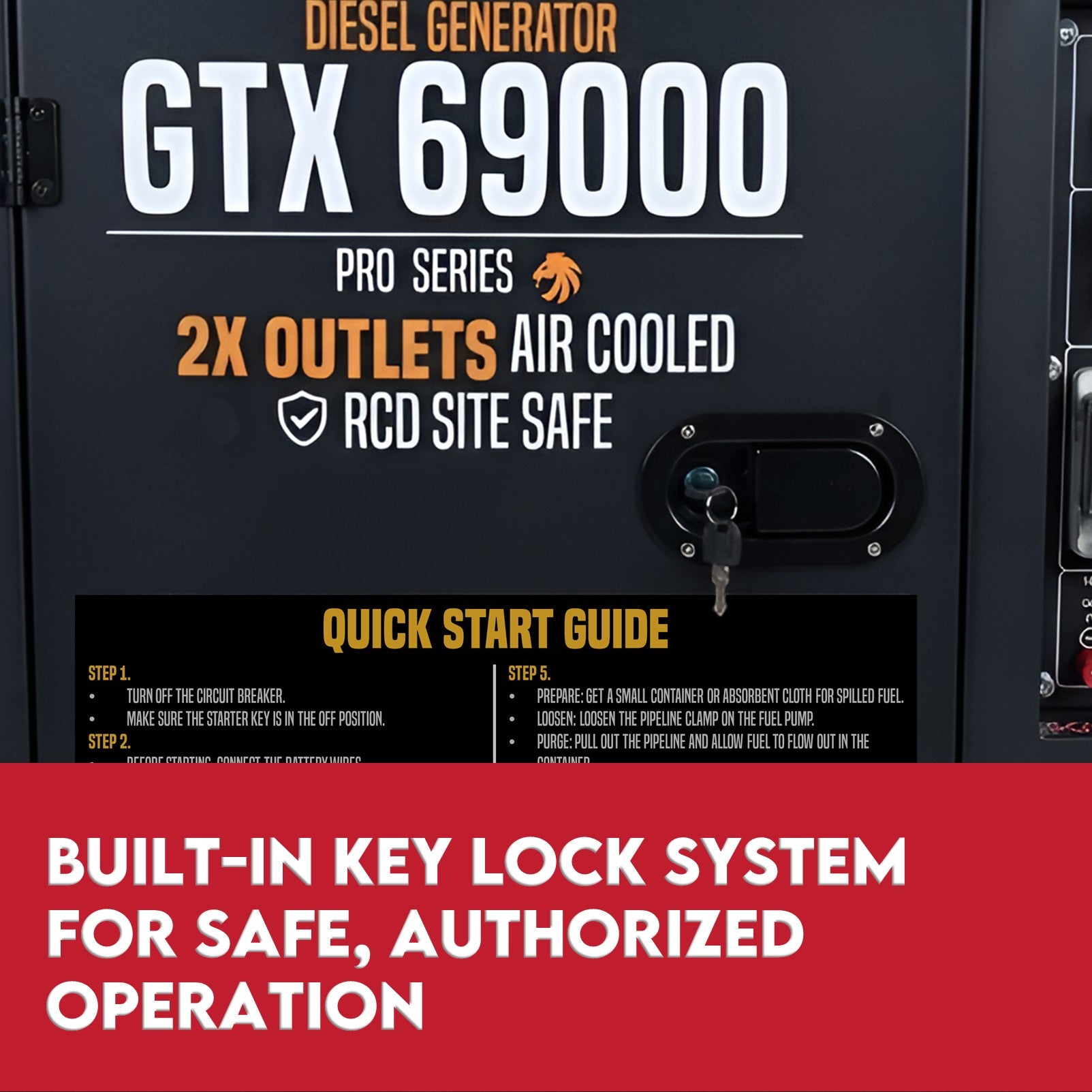 KingTech GTX69000 6kW Continuous Silent Diesel Generator 8.4 kVA Output Electric Start