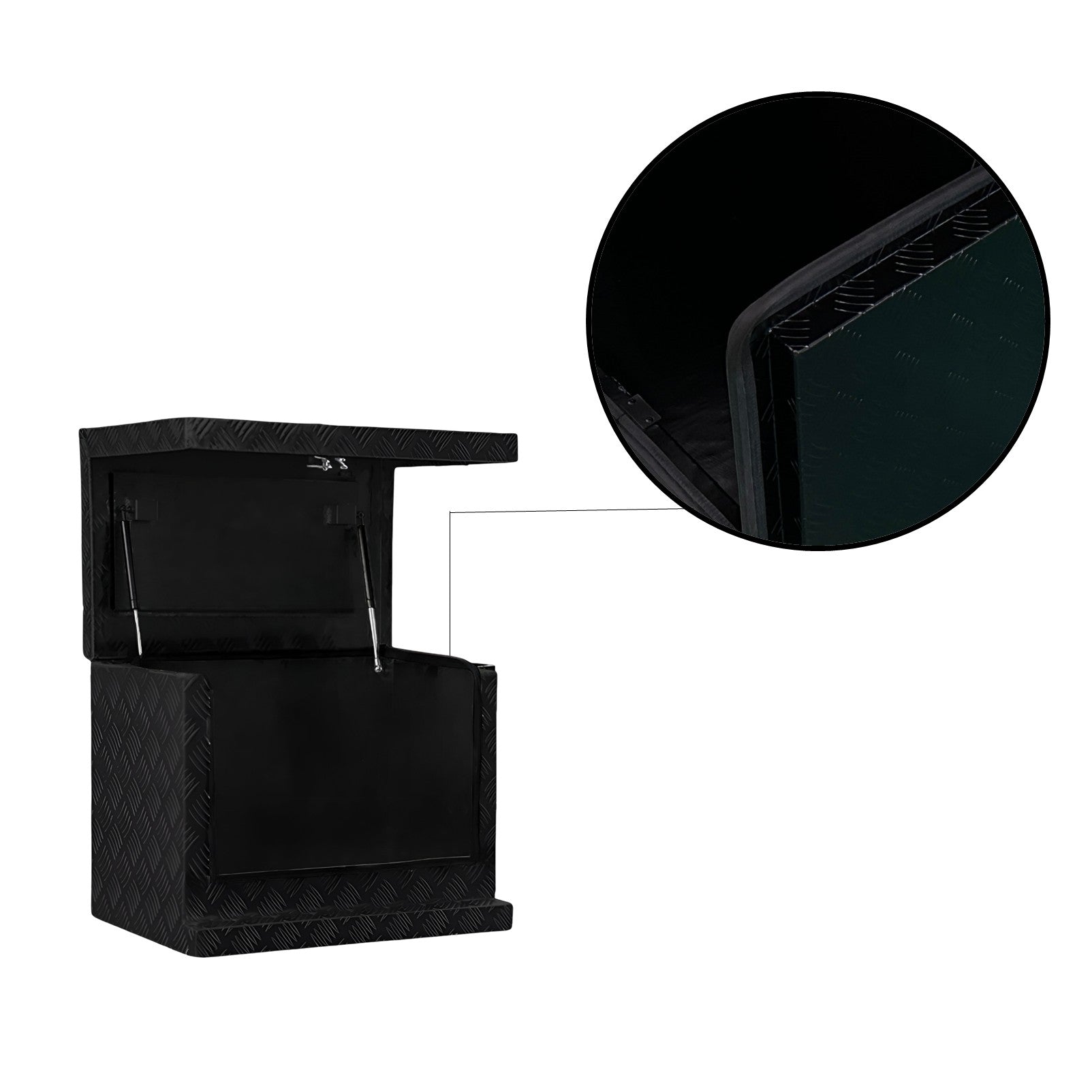 Black 2.5mm Aluminium Checker Plate Secure Generator Toolbox | Gas Struts & Whale Locks