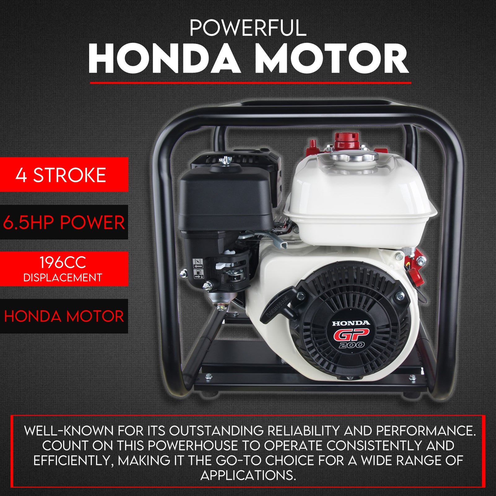 Honda GP200 6.5HP High-Pressure Water Pump | 115m Max Head | Twin Impeller by KingTech