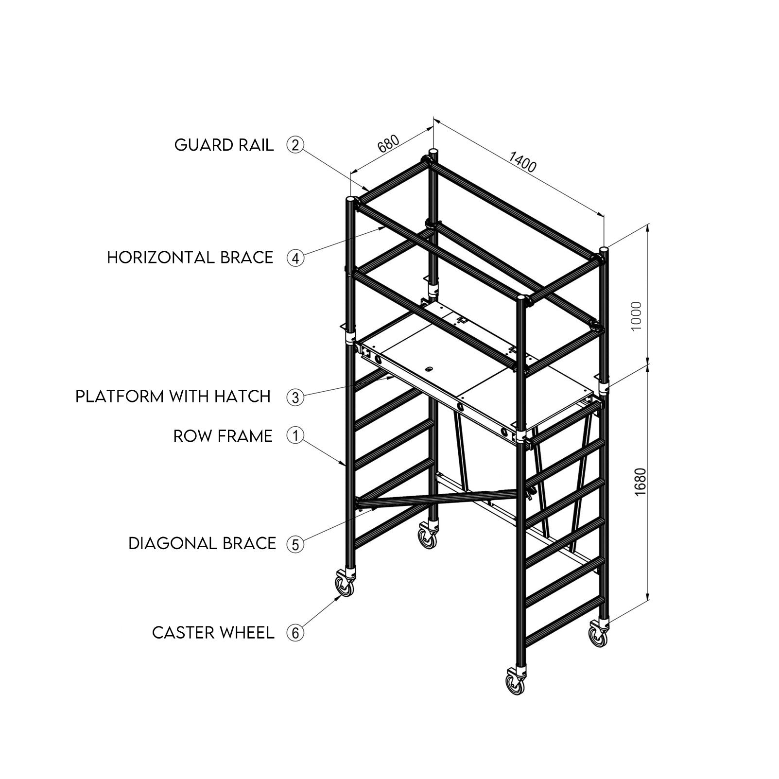 KingTech 3M Aluminium Mobile Scaffold Tower | 225 kg Load Capacity & Lockable Castors