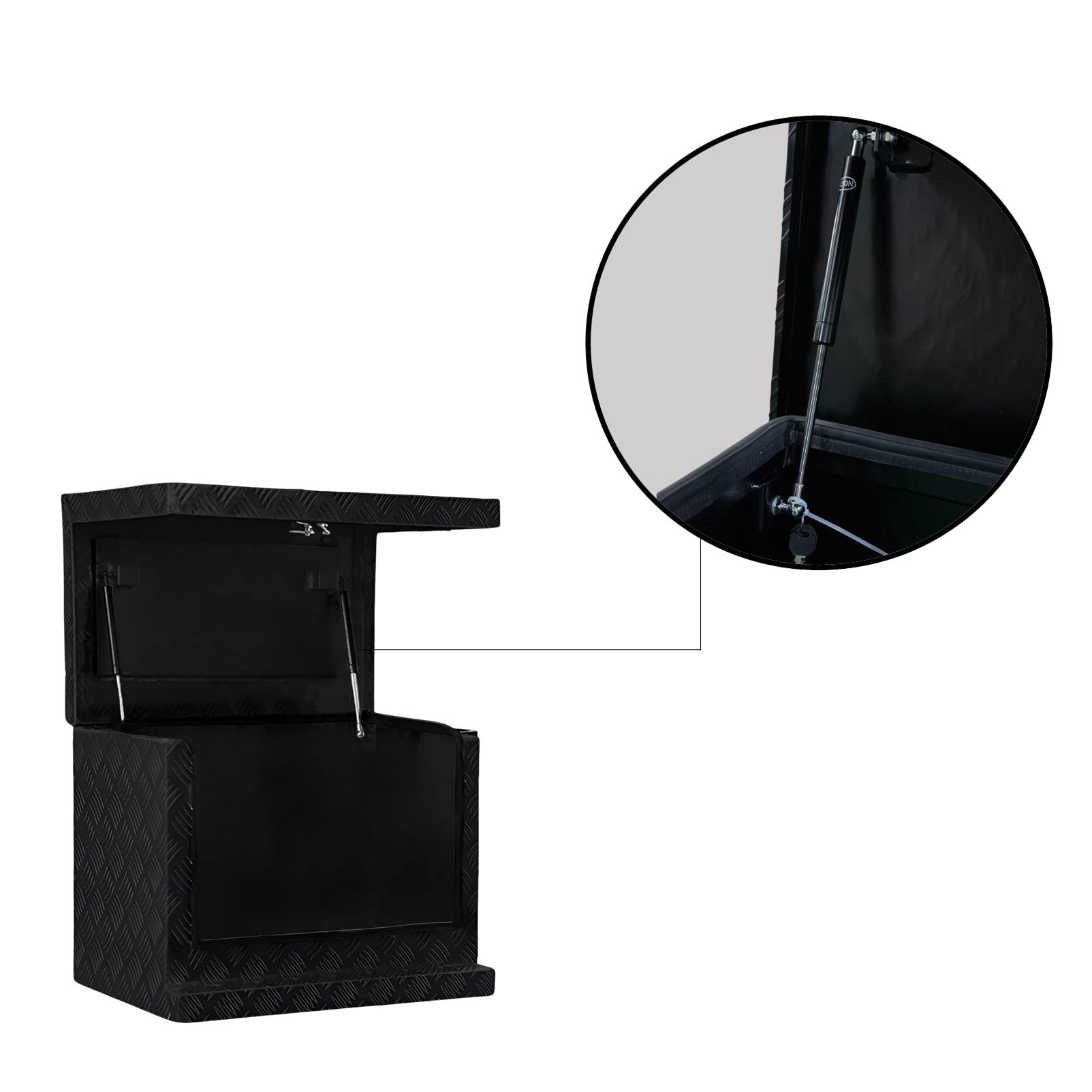 Black 2.5mm Aluminium Checker Plate Secure Generator Toolbox | Gas Struts & Whale Locks