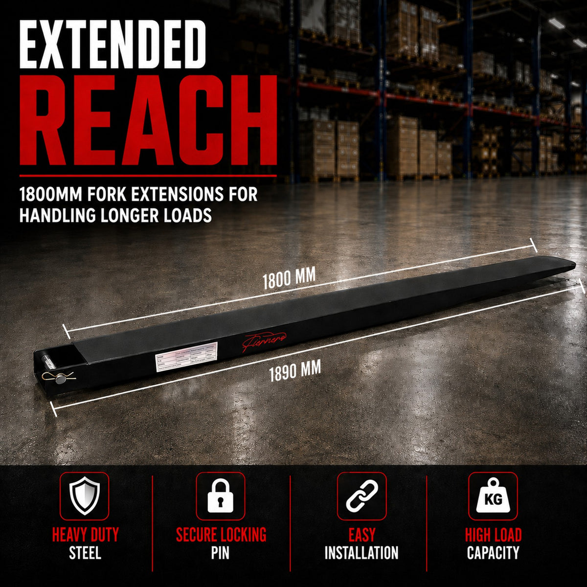 Fiernero Forklift Fork Tynes Extension | 1800mm Heavy Duty Tynes