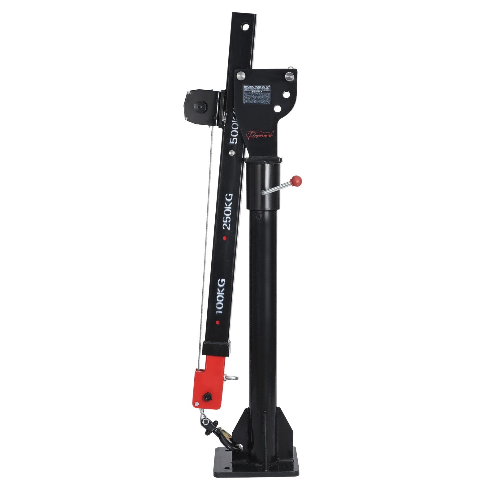 Fiernero 800 kg Electric Crane Hoist Winch | 12V DC, Swivel Lift Arm, & Remote Control