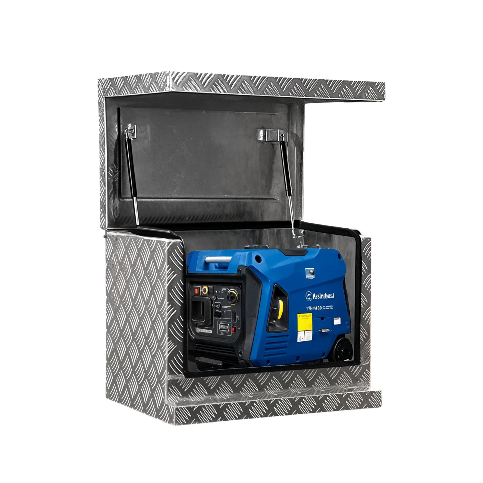 Chrome 2.5mm Aluminium Checker Plate Toolbox for Ute & Trailer Storage | Gas Struts & Whale Lock