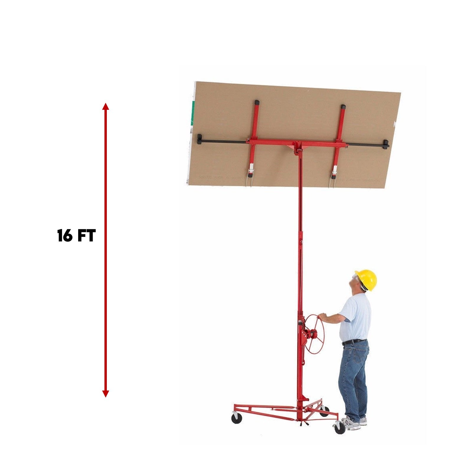 KingTech 4.8M Sheet Panel Lifter for Ceiling Plasterboard Drywall 360° Swivel 68 kg Capacity
