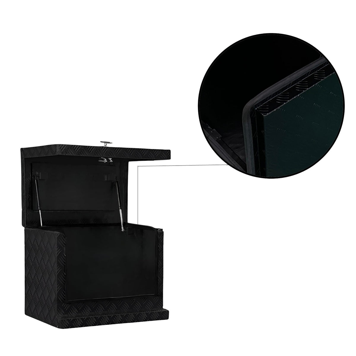 Black 2.5mm Aluminium Checker Plate Secure Generator Toolbox | Gas Struts & T-Locks