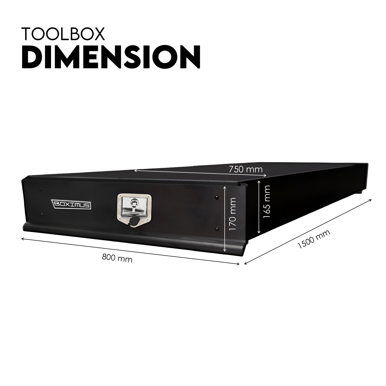 Boximus 1500mm Black Under Tray Trundle Drawer | Heavy Duty Steel 150kg Load Capacity