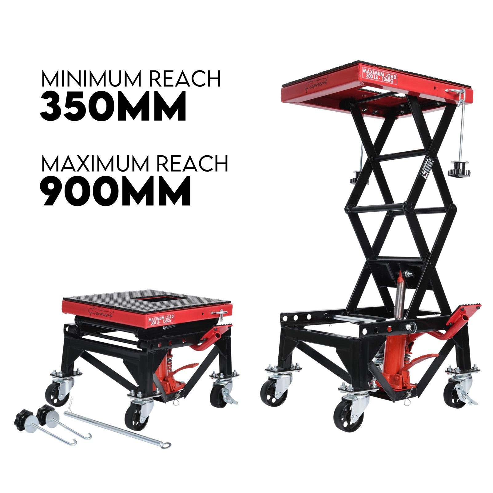 Fiernero 136 kg Hydraulic Scissor Lift Jack 900 mm Lift 4-Position | Motorcycles & Dirt Bikes