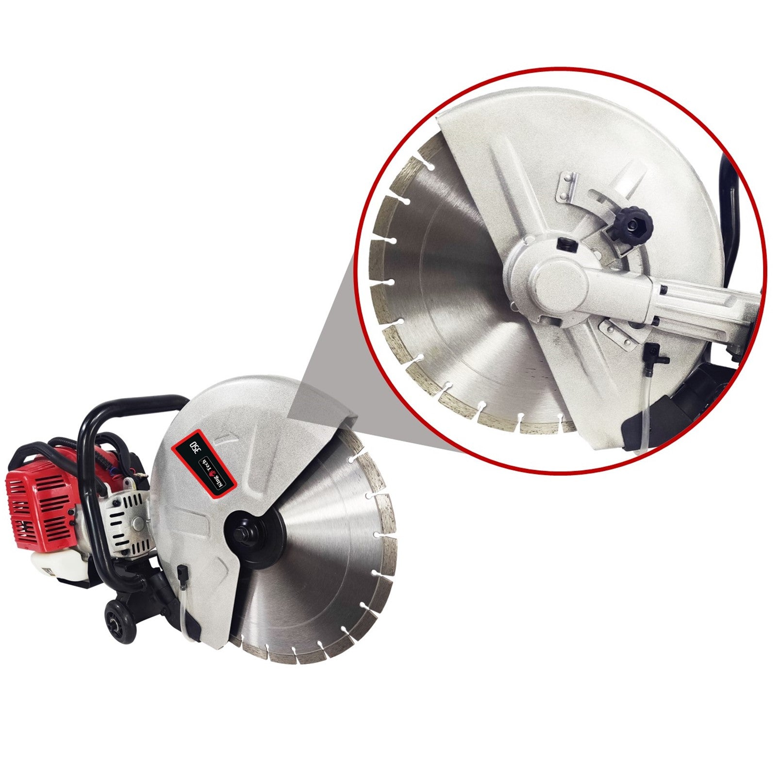 KingTech 75cc Petrol Concrete Cut-Off Saw | 4.5 HP 75cc Engine 350mm Blade | Wet Cutting