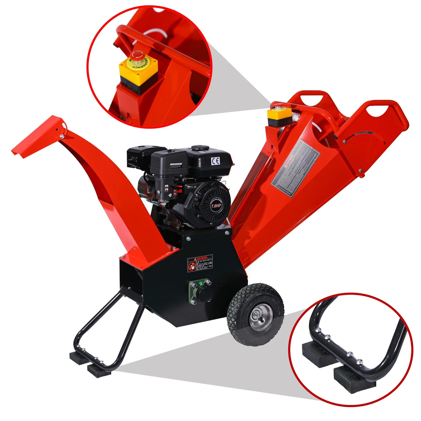 KingTech 7 HP Self-Feeding Wood Chipper & 76mm Shredder Commercial 212cc Petrol Engine