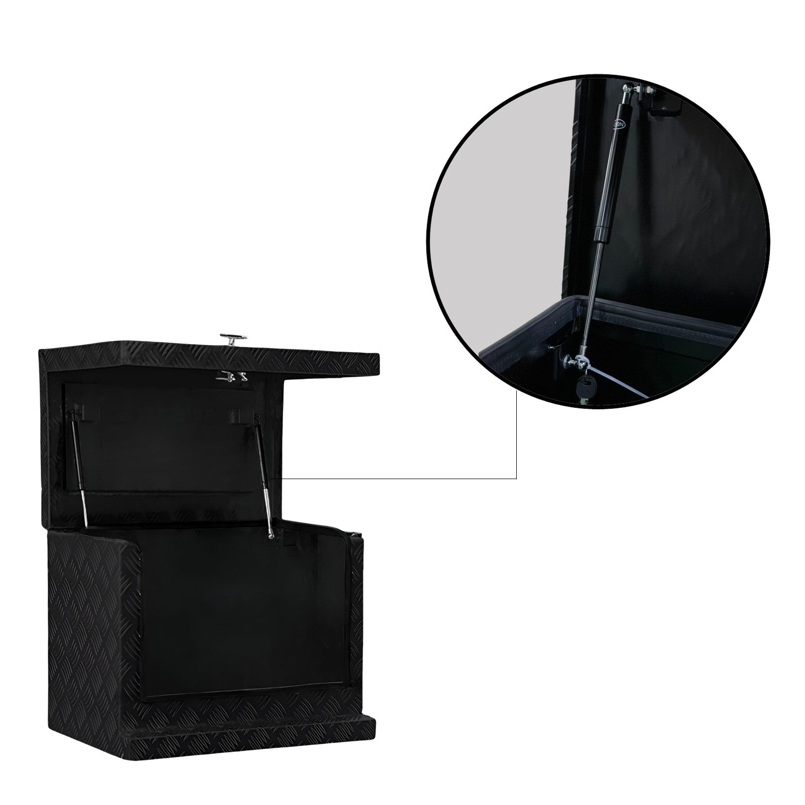 Black 2.5mm Aluminium Checker Plate Secure Generator Toolbox | Gas Struts & T-Locks