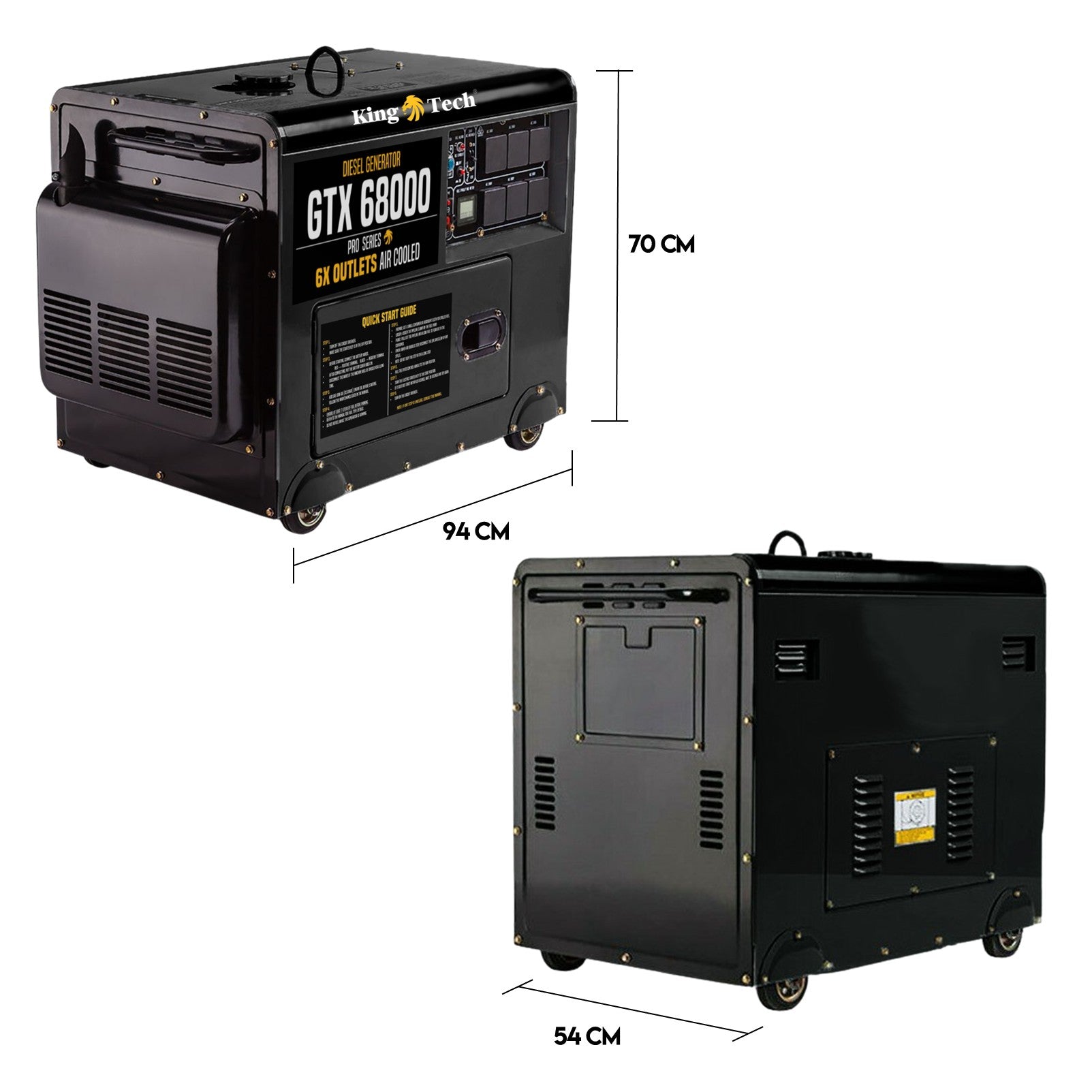 KingTech GTX68000 Silent Diesel Generator | 6kW Continuous Power | Electric Start & 74 dB