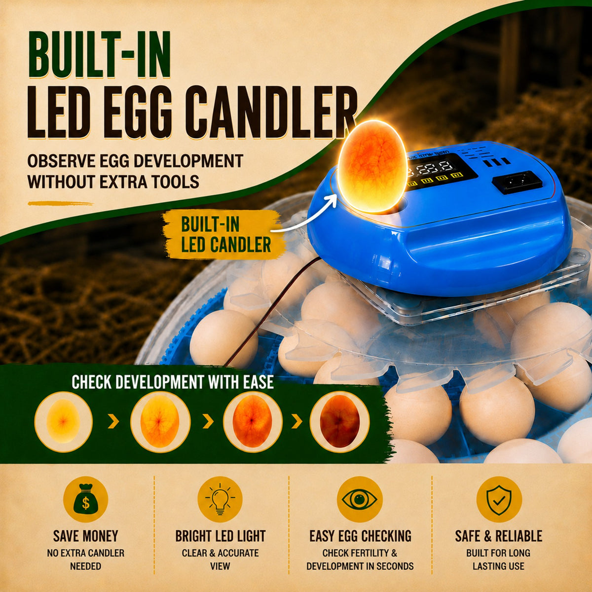 KingTech 26 Egg Hatching Incubator Machine | Chicken Duck Quail Eggs