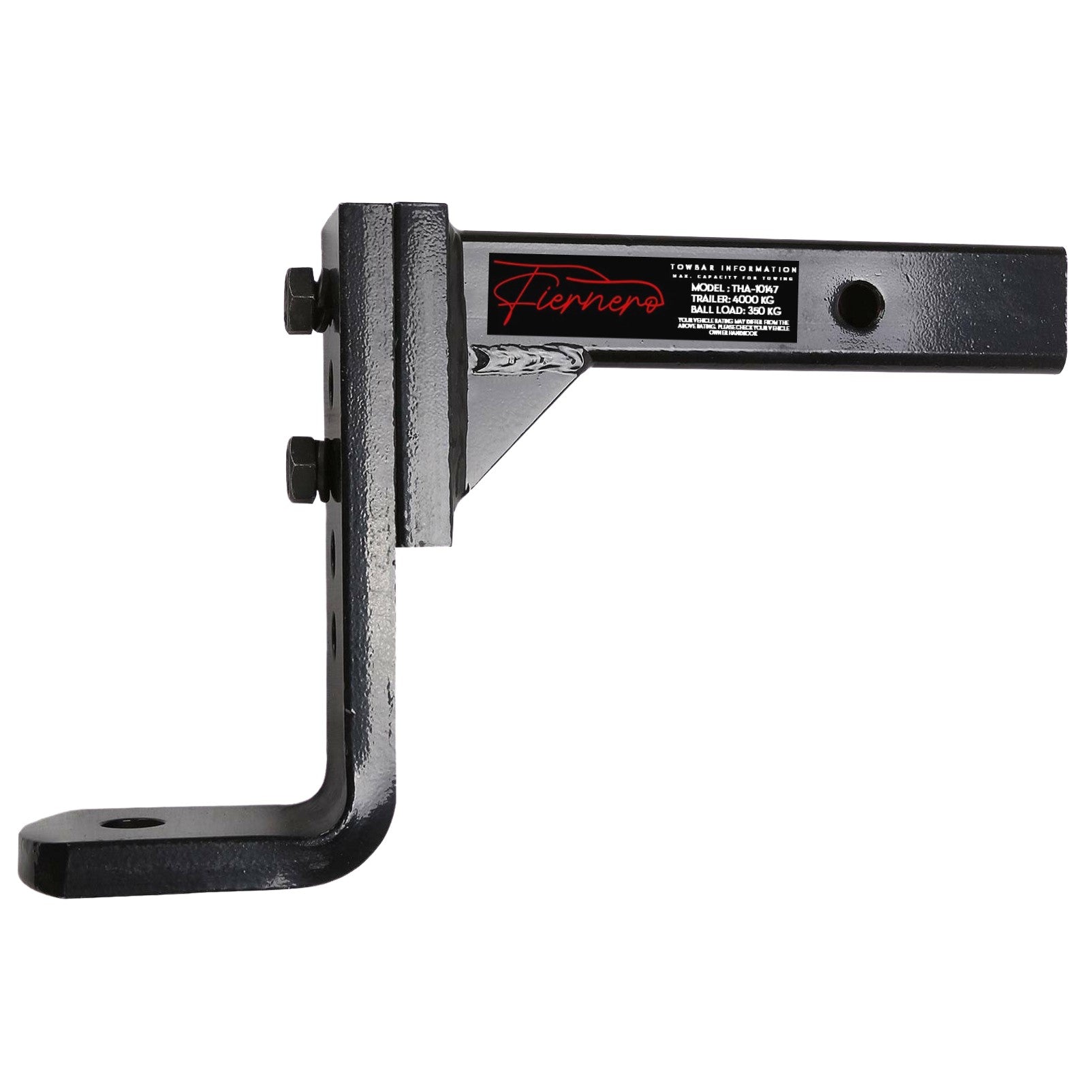 Fiernero 4000KG Adjustable Tow Bar Hitch | 5-Hole Towbar Reversible Mount with Black Ball