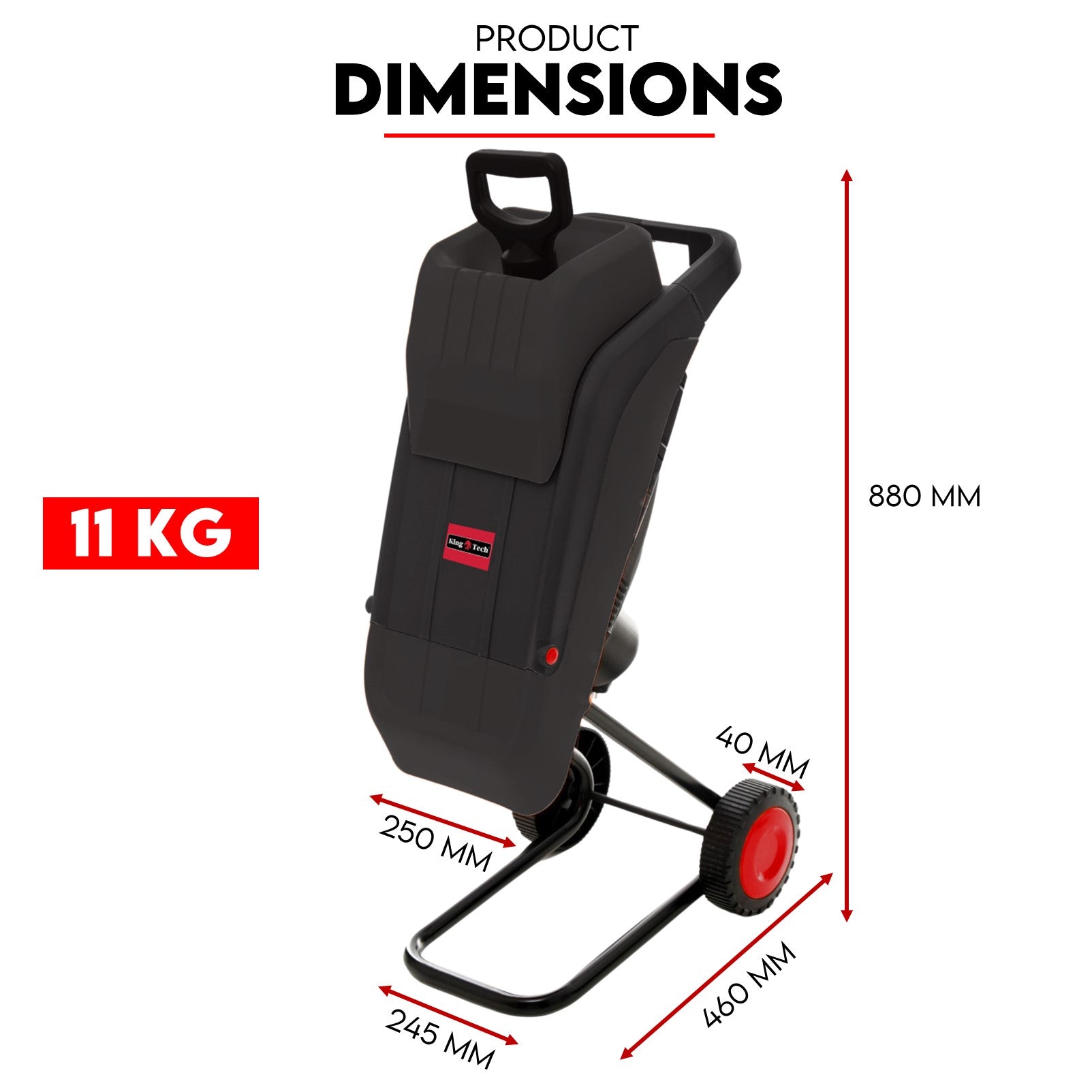 KingTech 2500W Electric Wood Chipper & Shredder | High-Speed, Compact & Portable