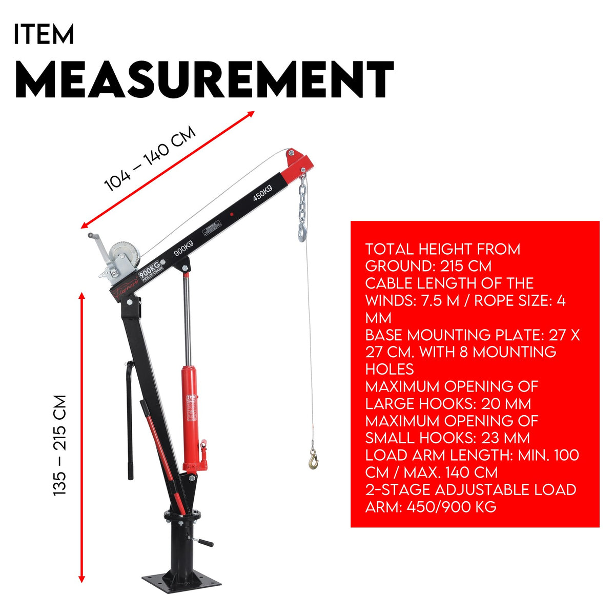 Fiernero 900 kg Hydraulic Swivel Pickup Crane | 360° Rotation & Telescopic Boom for Ute