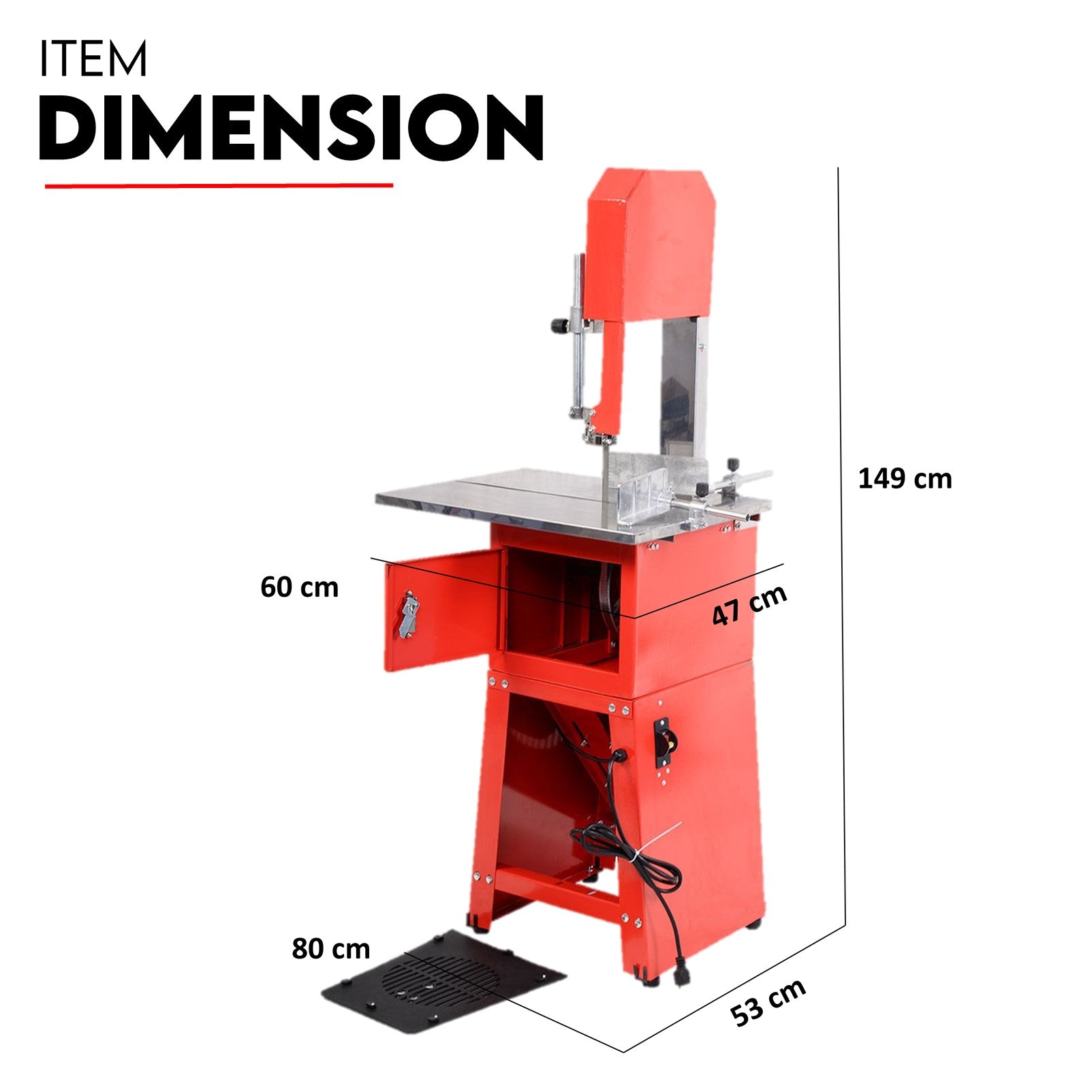 KingTech 550W (3/4 HP) Meat Band Saw & Grinder Machine | 2-in-1 Cutter with 1650 mm Blade & Stainless Steel Table