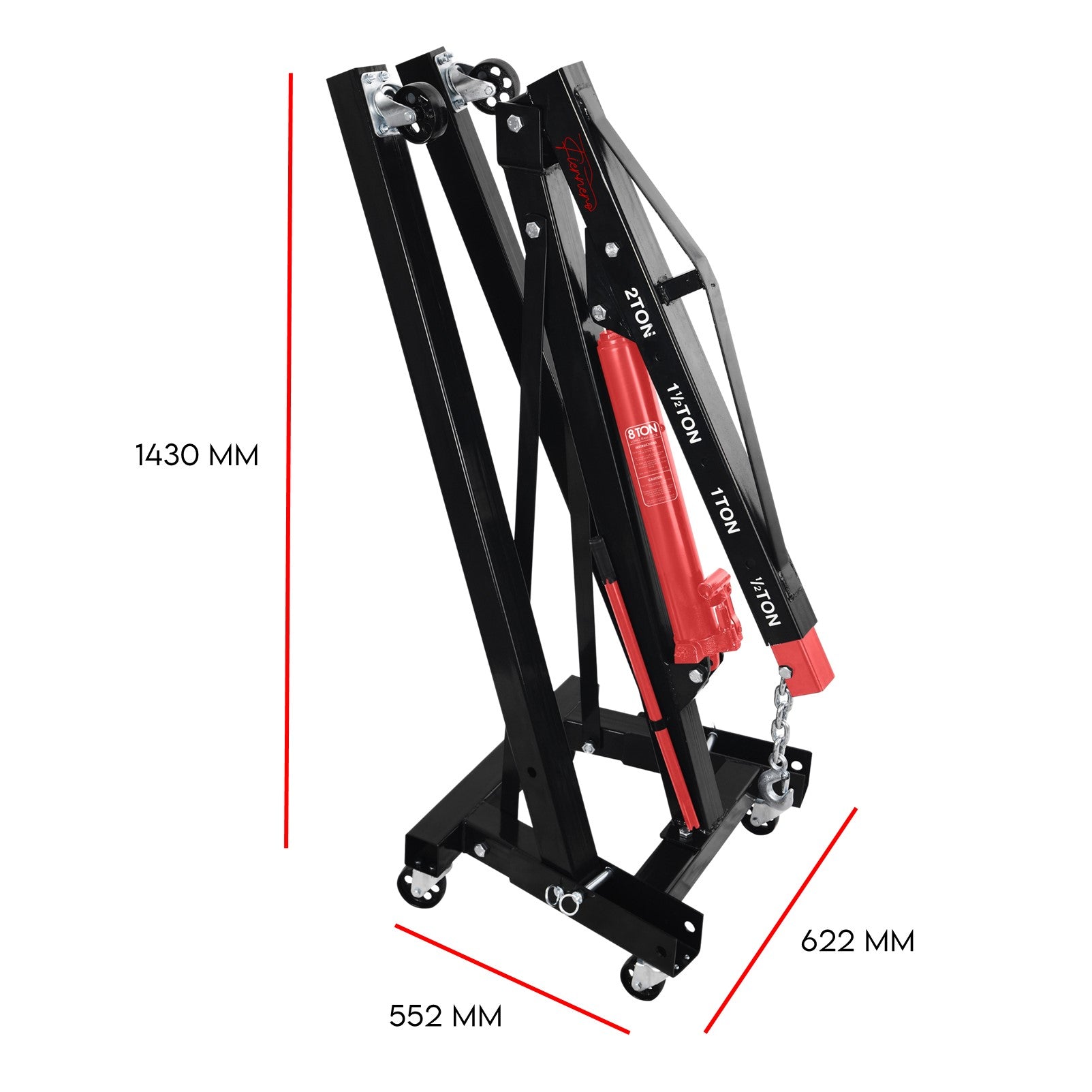 2 Ton Folding Engine Crane - Black Hoist