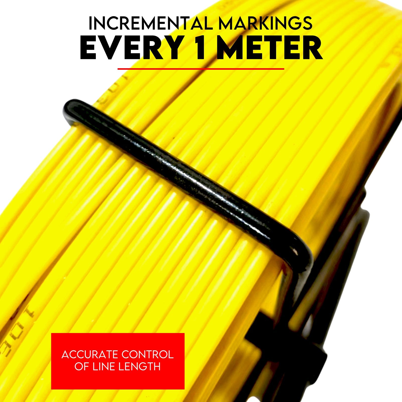 Cable Rodder Duct with Wheeled Plastic Spray Iron Frame Fibreglass 120m x 4.5mm