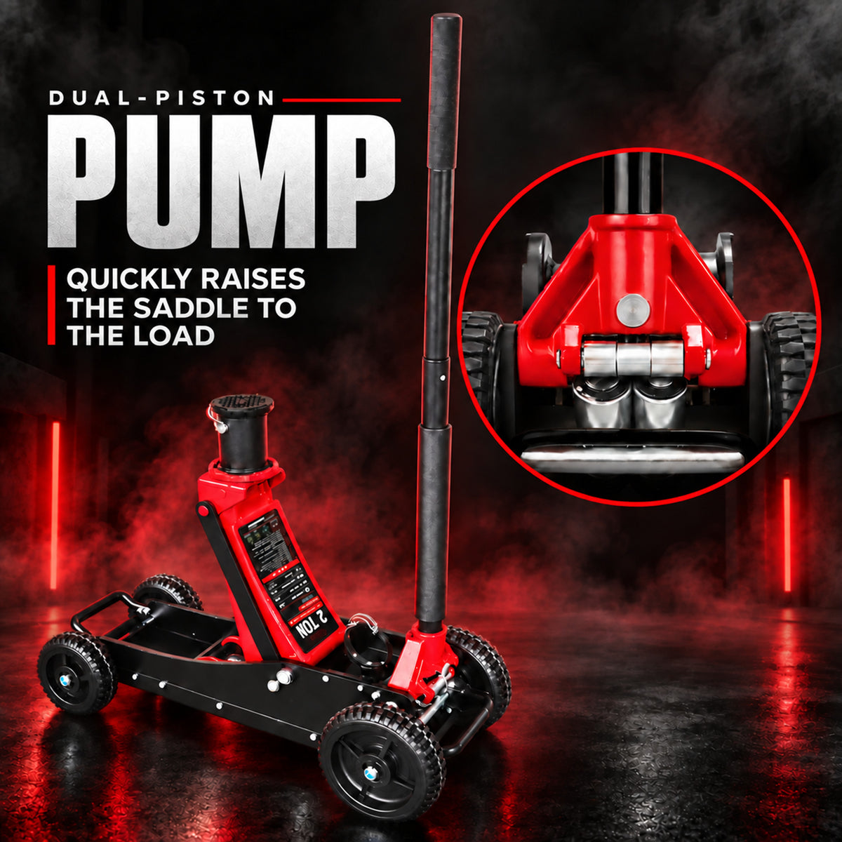 Fiernero 2 Ton Big Wheel Off Road Hydraulic Floor Jack | Low Profile Quick Lift