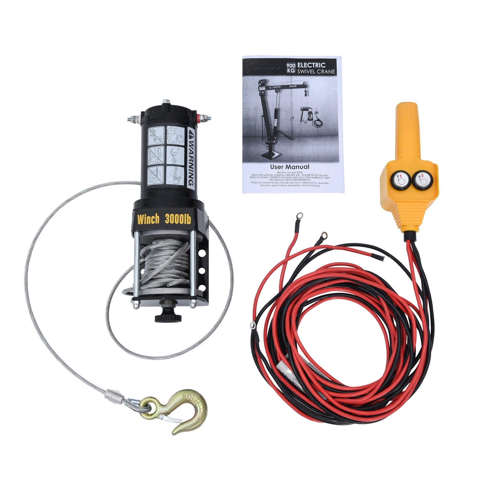 Fiernero 900 KG Electric Swivel Hydraulic Crane | 360° Rotation & 12V Electric Winch for Utes