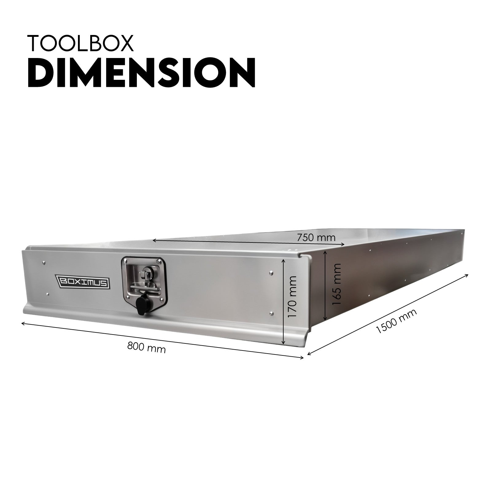 Boximus 1500mm Chrome Under Tray Trundle Drawer | Heavy Duty Steel 150kg Load Capacity